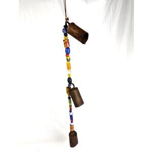 Vintage Style Metal Bells Wind Chime with Colorful Glass Beads Boho‎ Decor 23.5"